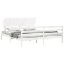 Double bed frame with white solid wood headboard by vidaXL, Beds and slatted bases - Ref: Foro24-3195302, Price: 151,65 €, Di...