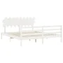 Double bed frame with white solid wood headboard by vidaXL, Beds and slatted bases - Ref: Foro24-3195302, Price: 151,65 €, Di...