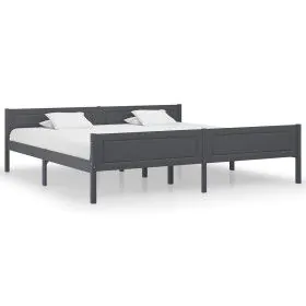 Estructura de cama de madera maciza de pino gris 200x200 cm de vidaXL, Camas y somieres - Ref: Foro24-322130, Precio: 143,75 ...