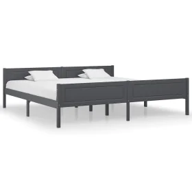 Solid gray pine wood bed frame 200x200 cm by vidaXL, Beds and slatted bases - Ref: Foro24-322130, Price: 143,75 €, Discount: %