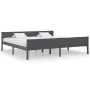 Solid gray pine wood bed frame 200x200 cm by vidaXL, Beds and slatted bases - Ref: Foro24-322130, Price: 143,75 €, Discount: %