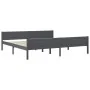 Bettgestell aus massivem, grauem Kiefernholz, 200 x 200 cm von vidaXL, Betten und Lattenroste - Ref: Foro24-322130, Preis: 14...