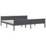 Solid gray pine wood bed frame 200x200 cm by vidaXL, Beds and slatted bases - Ref: Foro24-322130, Price: 143,75 €, Discount: %
