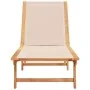 Tumbona de madera maciza de acacia y textileno crema de , Tumbonas - Ref: Foro24-4008412, Precio: 172,58 €, Descuento: %