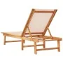 Tumbona de madera maciza de acacia y textileno crema de , Tumbonas - Ref: Foro24-4008412, Precio: 172,58 €, Descuento: %
