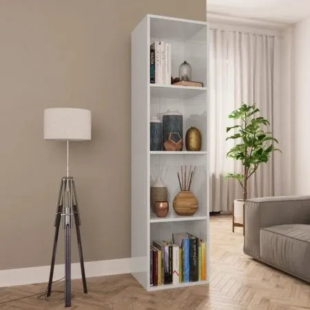 Weiß glänzendes Sperrholz Bücherregal 36x30x143cm von vidaXL, Bücherregale und Regale - Ref: Foro24-800150, Preis: 69,45 €, R...
