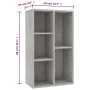 Estantería/Aparador madera contrachapada gris 50x25x80 cm de vidaXL, Librerías y estanterías - Ref: Foro24-800166, Precio: 44...