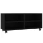 Black plywood TV cabinet with wheels 90x35x35 cm by vidaXL, TV Furniture - Ref: Foro24-800181, Price: 58,62 €, Discount: %