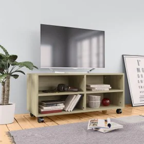 Mueble de TV ruedas madera contrachapada color roble 90x35x35cm de vidaXL, Muebles TV - Ref: Foro24-800183, Precio: 61,30 €, ...