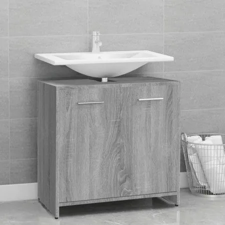 Armario de baño madera contrachapada gris Sonoma 60x33x60 cm de vidaXL, Muebles de baño - Ref: Foro24-815526, Precio: 49,20 €...