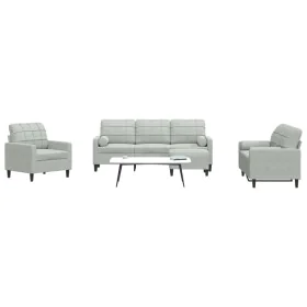 Set of sofas with 4 light gray velvet cushions by , Sofas - Ref: Foro24-3278381, Price: 655,81 €, Discount: %