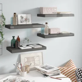Floating wall shelves 4 pcs glossy black MDF 50x23x3.8 cm by vidaXL, Shelves and shelves - Ref: Foro24-323789, Price: 47,72 €...