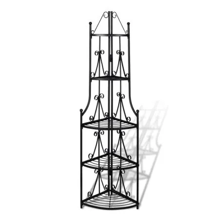 Schwarzes Eck-Pflanzenregal von vidaXL, Topfständer - Ref: Foro24-40782, Preis: 73,91 €, Rabatt: %