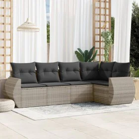 Garden sofa set and cushions 5 pieces light gray synthetic rattan by , Garden sets - Ref: Foro24-3253669, Price: 381,60 €, Di...