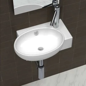 Waschbecken mit Hahnloch und weißem Keramiküberlauf von vidaXL, Sinkt - Ref: Foro24-140698, Preis: 58,04 €, Rabatt: %