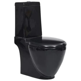 Runde WC-Toilette aus Keramik mit schwarzem Spülkasten von vidaXL, Badezimmer - Ref: Foro24-141136, Preis: 253,98 €, Rabatt: %