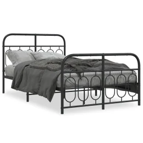 Bed frame with black metal headboard and footboard, 120x200 cm. by , Beds and slatted bases - Ref: Foro24-377133, Price: 129,...