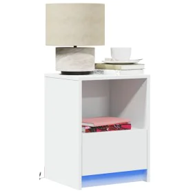Bedside tables with LED lights 2 units white engineered wood by , Nightstands - Ref: Foro24-852020, Price: 86,31 €, Discount: %
