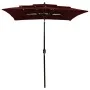 Sombrilla de 3 niveles con poste de aluminio burdeos 2x2 m de vidaXL, Sombrillas - Ref: Foro24-313848, Precio: 67,54 €, Descu...