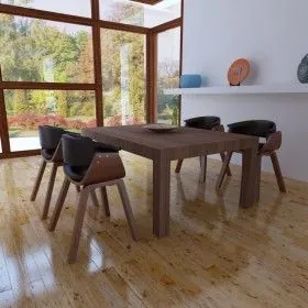 Dining chairs, set of 4, curved wood and artificial leather by vidaXL, dining chairs - Ref: Foro24-270547, Price: 686,46 €, D...