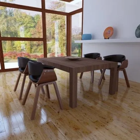 Dining chairs, set of 4, curved wood and artificial leather by vidaXL, dining chairs - Ref: Foro24-270547, Price: 686,46 €, D...