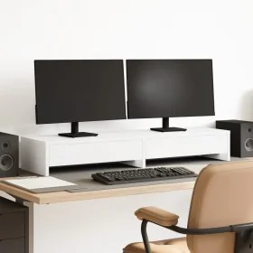 Soporte monitor y cajones madera ingeniería blanco 100x27x15cm by , Computer bases and risers - Ref: Foro24-854670, Price: 56...
