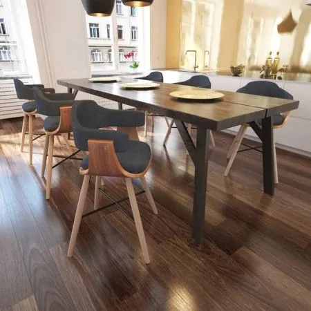 Dining chairs 6 units curved wood and dark gray fabric by vidaXL, dining chairs - Ref: Foro24-271947, Price: 645,27 €, Discou...
