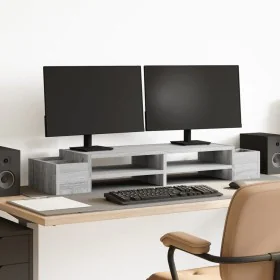 Soporte de pantalla con almacenaje gris Sonoma 100x27x15 cm by , Computer bases and risers - Ref: Foro24-854693, Price: 42,81...