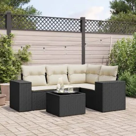 Gartenmöbel-Set 5-teilig mit schwarzen Polstern aus synthetischem Rattan von , Gartensets - Ref: Foro24-3254853, Preis: 346,3...