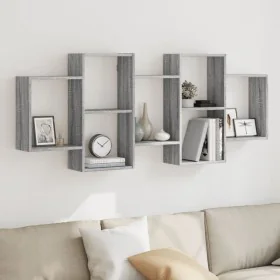 Engineered wood gray Sonoma wall shelf 159x18x65 cm by , Shelves and shelves - Ref: Foro24-853214, Price: 59,42 €, Discount: %