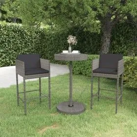 3-piece garden bar furniture set and gray synthetic rattan cushions by vidaXL, Garden sets - Ref: Foro24-3094773, Price: 242,...