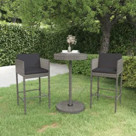 3-teiliges Garten-Barmöbel-Set und graue synthetische Rattankissen von vidaXL, Gartensets - Ref: Foro24-3094773, Preis: 242,2...