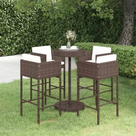 Garden bar set 5 pieces with brown synthetic rattan cushions by vidaXL, Garden sets - Ref: Foro24-3094774, Price: 405,41 €, D...