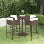 Garden bar set 5 pieces with brown synthetic rattan cushions by vidaXL, Garden sets - Ref: Foro24-3094774, Price: 405,41 €, D...
