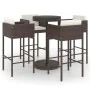 Garden bar set 5 pieces with brown synthetic rattan cushions by vidaXL, Garden sets - Ref: Foro24-3094774, Price: 405,41 €, D...