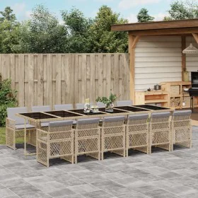 Garten-Essgruppe mit 13-teiligen Kissen aus synthetischem Rattan in Beige. von , Gartensets - Ref: Foro24-3210768, Preis: 945...