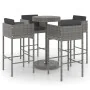 Garden bar furniture set, 5 pieces, with gray synthetic rattan cushions. by vidaXL, Garden sets - Ref: Foro24-3094776, Price:...