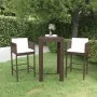 3-teiliges Garten-Bar-Set und braune Kissen aus synthetischem Rattan von vidaXL, Gartensets - Ref: Foro24-3094777, Preis: 267...