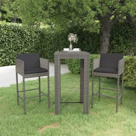 3-piece garden bar furniture set and gray synthetic rattan cushions by vidaXL, Garden sets - Ref: Foro24-3094779, Price: 264,...