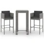 3-piece garden bar furniture set and gray synthetic rattan cushions by vidaXL, Garden sets - Ref: Foro24-3094779, Price: 264,...