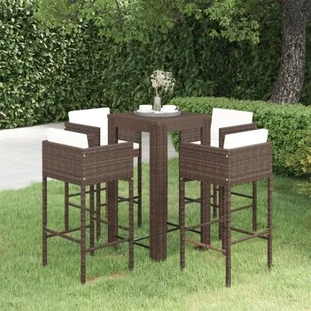 5-piece garden bar set and brown synthetic rattan cushions by vidaXL, Garden sets - Ref: Foro24-3094780, Price: 412,89 €, Dis...