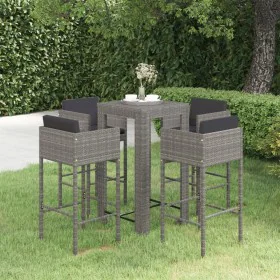 5-teiliges Garten-Barmöbel-Set und graue synthetische Rattankissen von vidaXL, Gartensets - Ref: Foro24-3094782, Preis: 409,6...