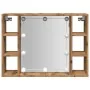 Mirror and LED wooden engineered oak artisan furniture 76x15x55cm by , Closets and storage - Ref: Foro24-857002, Price: 64,80...