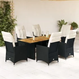 Garten-Essgruppe 7-teilig mit schwarzen Polstern aus synthetischem Rattan. von , Gartensets - Ref: Foro24-3276688, Preis: 888...