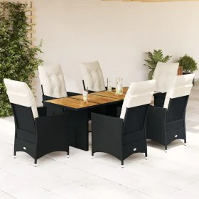 Set de comedor de jardín 7 pzas y cojines ratán sintético negro de , Conjuntos de jardín - Ref: Foro24-3276688, Precio: 888,2...