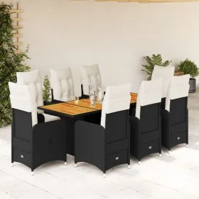 Set de mesa y sillas de jardín 9 pzas y cojines ratán PE negro de , Conjuntos de jardín - Ref: Foro24-3276985, Precio: 1,00 €...