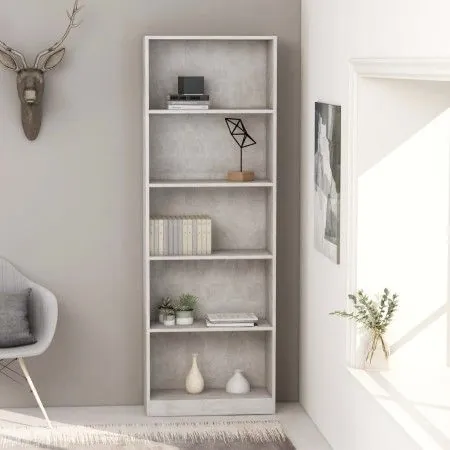 5-tier concrete gray plywood shelf 60x24x175cm by vidaXL, Bookcases and shelves - Ref: Foro24-800886, Price: 81,98 €, Discoun...