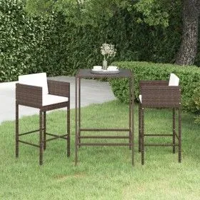 3-piece garden bar set and brown synthetic rattan cushions by vidaXL, Garden sets - Ref: Foro24-3094786, Price: 241,00 €, Dis...
