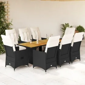 Set de comedor de jardín 9 pzas y cojines ratán sintético negro von , Gartensets - Ref: Foro24-3276862, Preis: 1,00 €, Rabatt: %