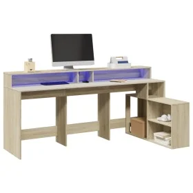 Escritorio con LED madera ingeniería roble Sonoma 200x104x91 cm by , Desks - Ref: Foro24-3309467, Price: 171,57 €, Discount: %